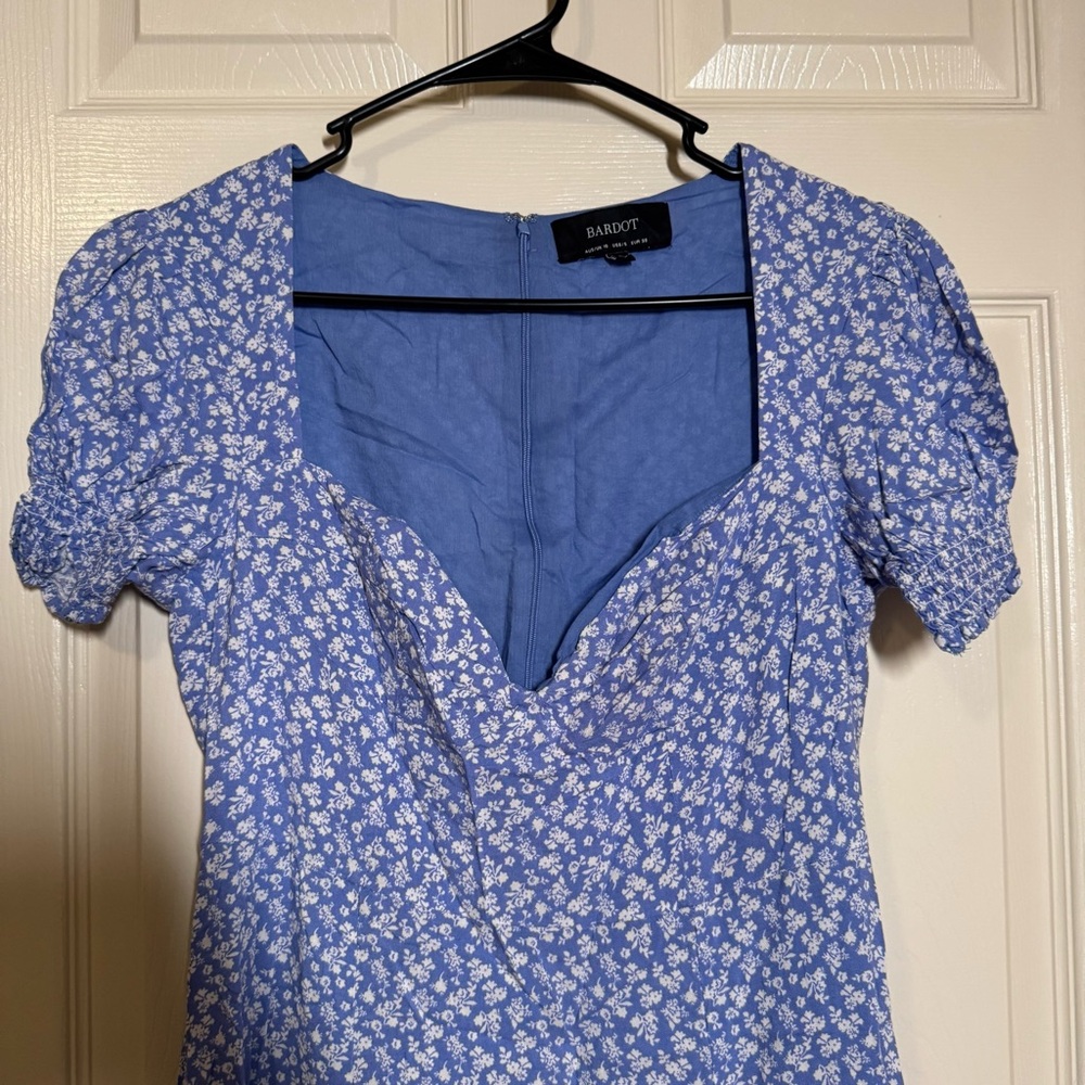 Bardot Light Blue Floral Midi Dress Size S - Picture 5 of 11